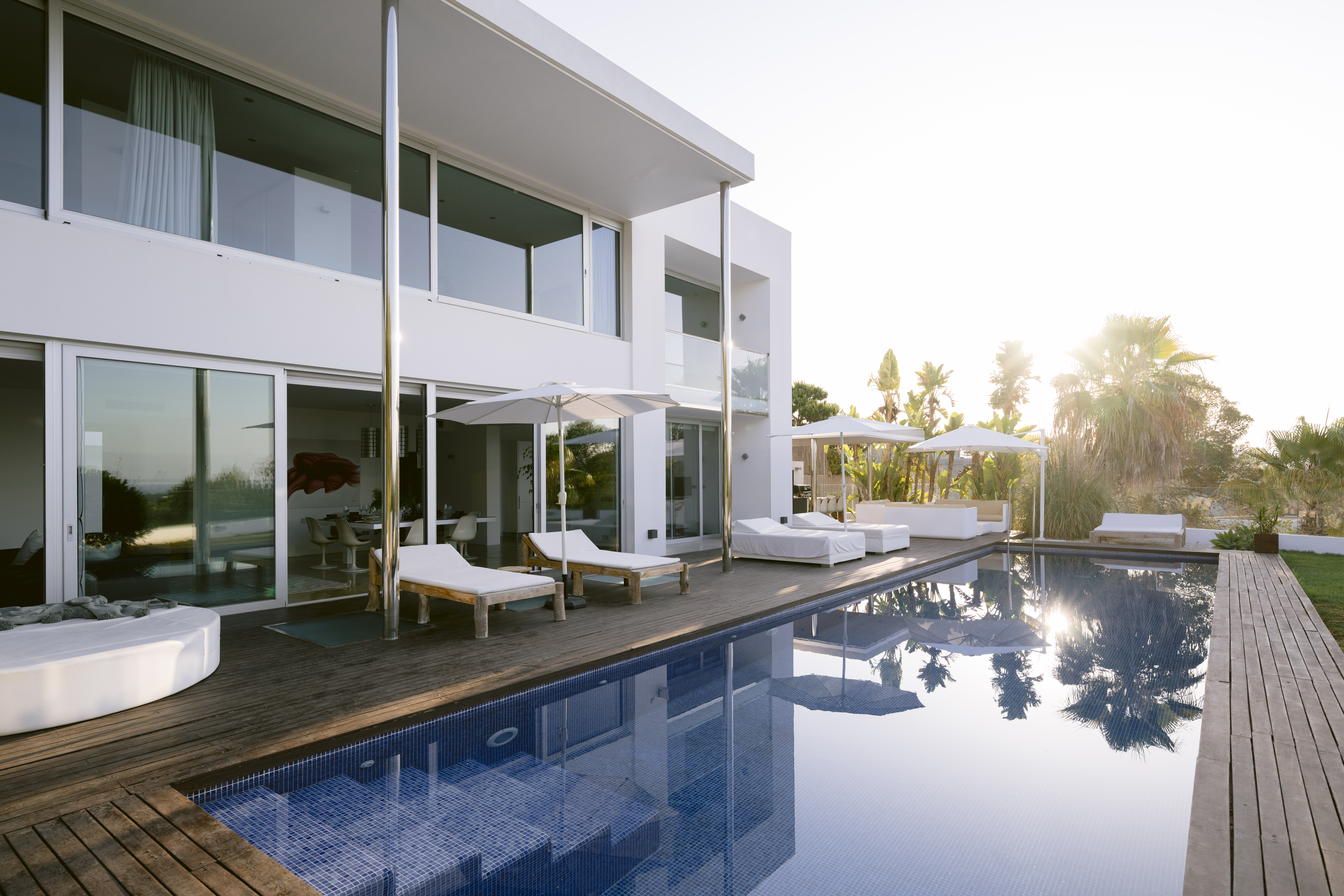 Aerial view of the villa and Ibiza coastline